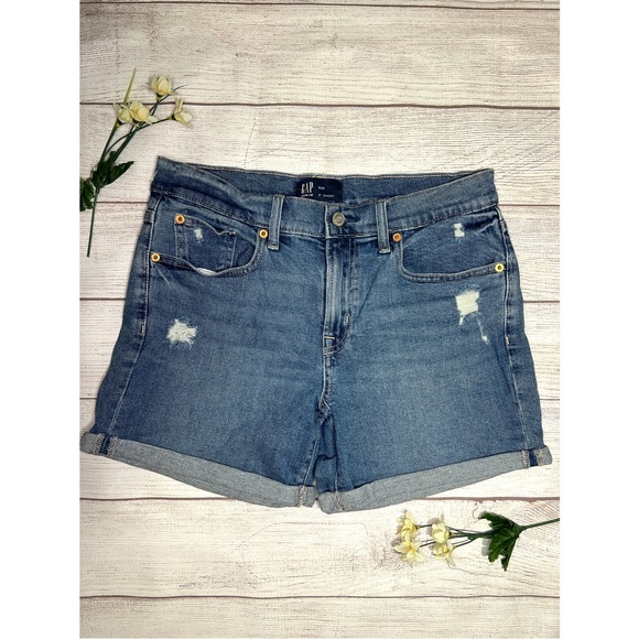 GAP Distressed Mid Rise Denim Short - Picture 13 of 13